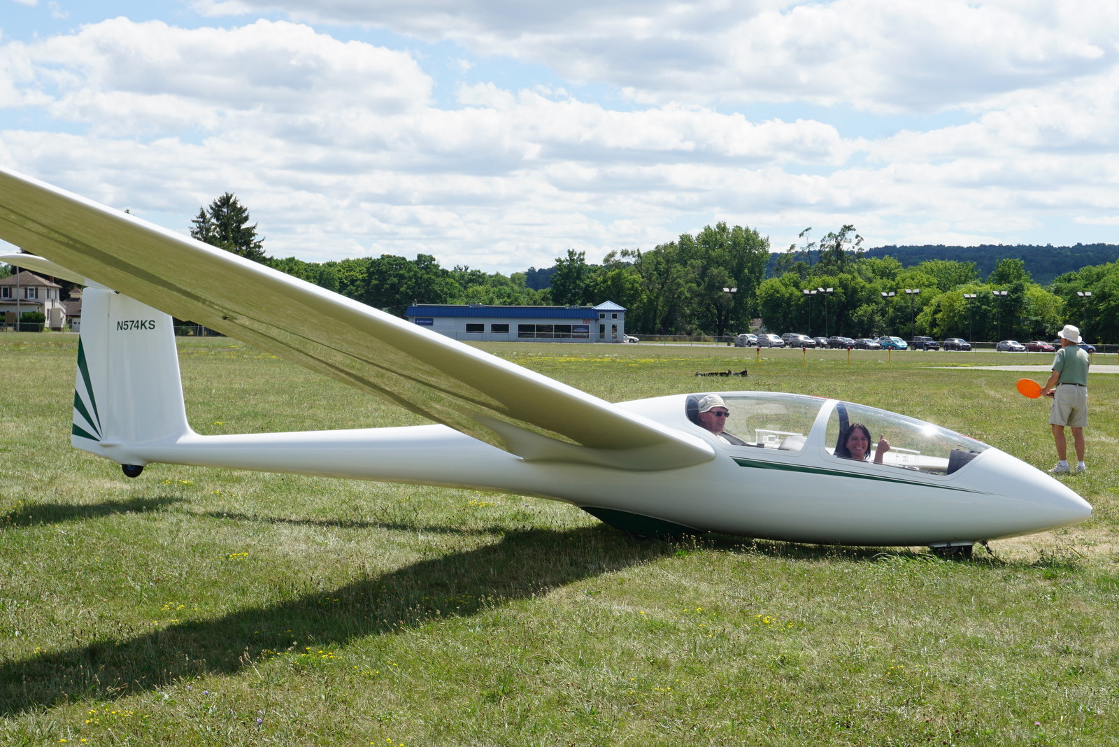 ASK 21 two-seat glider on the field
